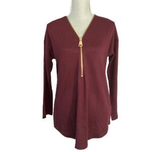 Simply Noelle Burgundy Knit Pullover Top Size S/M